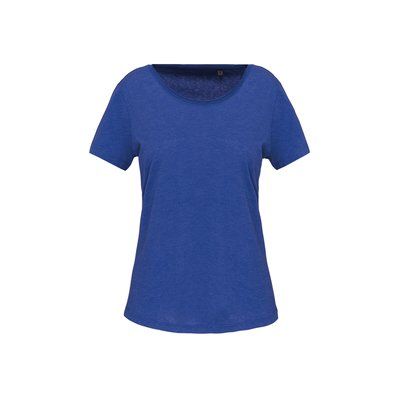 Camiseta orgánica cuello sin costuras Ocean Blue Heather S