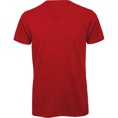 Camiseta Orgánica Cuello de Pico Hombre Rojo XL