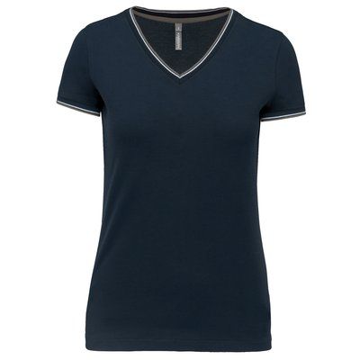 Camiseta de punto piqué mujer Navy / Light Grey / White M