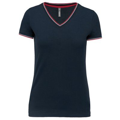 Camiseta de punto piqué mujer Navy / Red / White XS