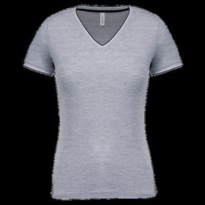 Camiseta de punto piqué mujer Oxford Grey / Navy / White XXL