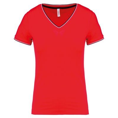 Camiseta de punto piqué mujer Red / Navy / White L