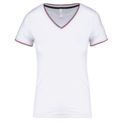 Camiseta de punto piqué mujer White / Navy / Red M