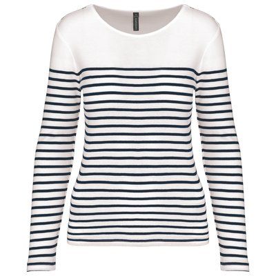 Camiseta a rayas de manga larga White / Navy Stripes L