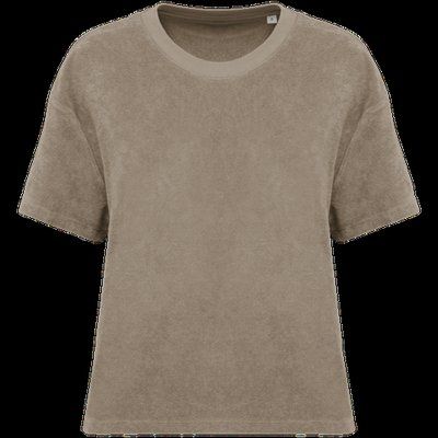 Camiseta de rizo para mujer corte oversize Cream Coffee XS