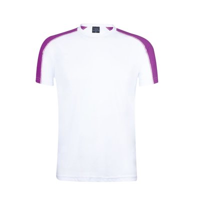 Camiseta técnica blanca con franja de color Fucsia L