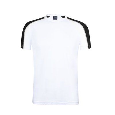 Camiseta técnica blanca con franja de color Negro XXL