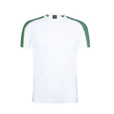 Camiseta técnica blanca con franja de color Verde XXL