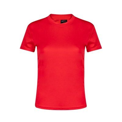 Camiseta técnica mujer en variedad colores con diseño en espalda y mangas transpirable Rojo L