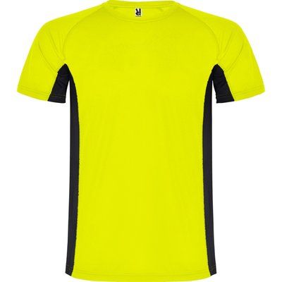 Camiseta técnica de poliéster AMARILLO FLUOR/ NEGRO L