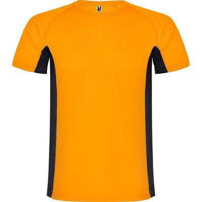 Camiseta técnica de poliéster NARANJA FLUOR/NEGRO S