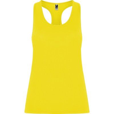 Camiseta Técnica de Tirantes Entallada Amarillo Fluor 3/4