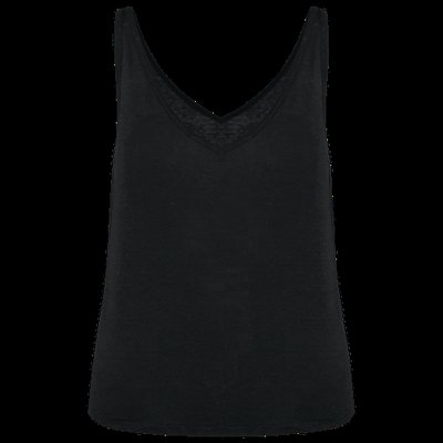 Camiseta de tirantes de lino Negro XS