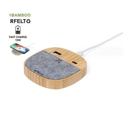 Cargador Inalámbrico 15W Bambú/Fieltro