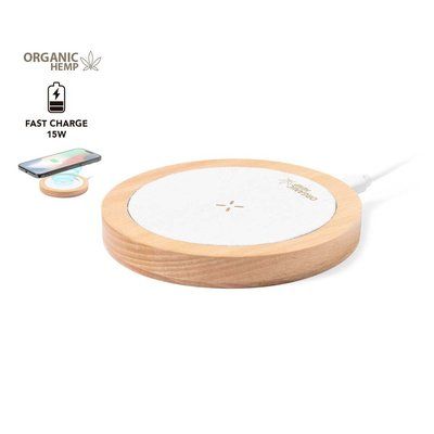 Cargador Qi 15W de Cáñamo y Madera