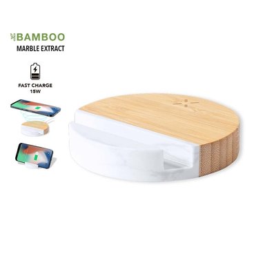 Cargador Soporte 15W Bambú/Mármol