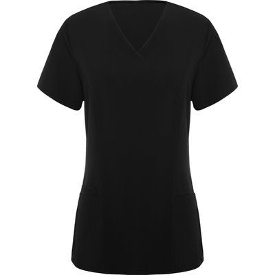 Casaca manga corta escote pico Negro 3XL