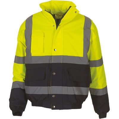 Cazadora alta visibilidad impermeable acolchada Hi Vis Yellow / Navy XXL