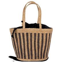 Cesta de junco a rayas Striped Seagrass Black / Black Night