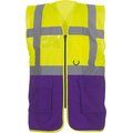 Chaleco alta visibilidad reflectante con bolsillos Hi Vis Yellow / Purple 3XL