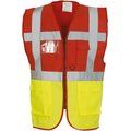 Chaleco alta visibilidad reflectante con bolsillos Red / Hi Vis Yellow L