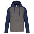 Chaqueta Bicolor con Cremallera y Capucha Grey Heather / Sporty Navy S