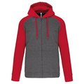 Chaqueta Bicolor con Cremallera y Capucha Rojo / Gris 3XL