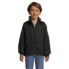 Chaqueta Cortavientos Niño Impermeable con Capucha Negro/ Negro Opaco 3XL