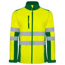 Chaqueta Softshell Alta Visibilidad Cuello Alto VERDE JARDÍN/AMARILLO FLÚOR 2XL