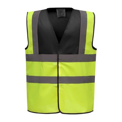 Chaleco alta visibilidad poliéster Velcro Black / Hi Vis Yellow M