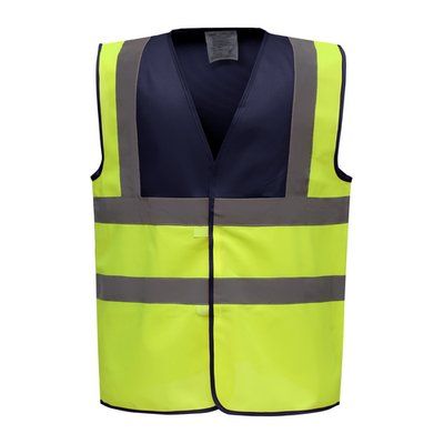 Chaleco alta visibilidad poliéster Velcro Navy / Hi Vis Yellow 3XL