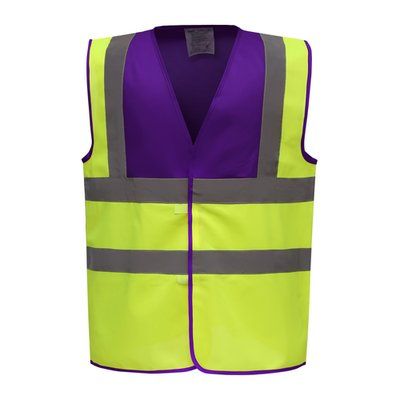 Chaleco alta visibilidad poliéster Velcro Purple / Hi Vis Yellow XL