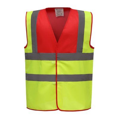 Chaleco alta visibilidad poliéster Velcro Red / Hi Vis Yellow XXL