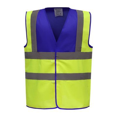 Chaleco alta visibilidad poliéster Velcro Royal Blue / Hi Vis Yellow L