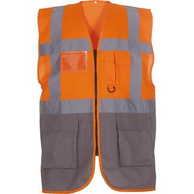 Chaleco alta visibilidad reflectante con bolsillos Hi Vis Orange / Grey L