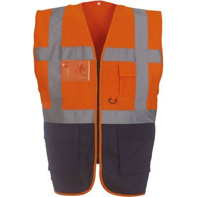 Chaleco alta visibilidad reflectante con bolsillos Hi Vis Orange / Navy S