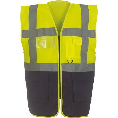 Chaleco alta visibilidad reflectante con bolsillos Hi Vis Yellow / Navy S