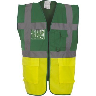 Chaleco alta visibilidad reflectante con bolsillos Paramedic Green / Hi Vis Yellow XXL