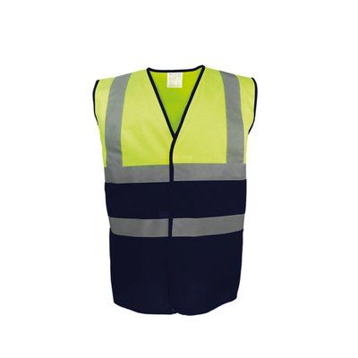 Chaleco bicolor en contraste Hi Vis Yellow / Navy 3XL