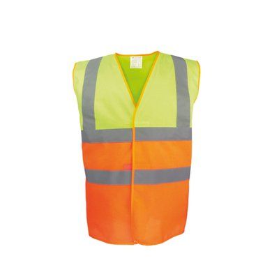 Chaleco bicolor en contraste Hi Vis Yellow / Orange XL