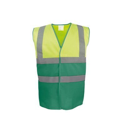 Chaleco bicolor en contraste Hi Vis Yellow / Paramedic Green XXL