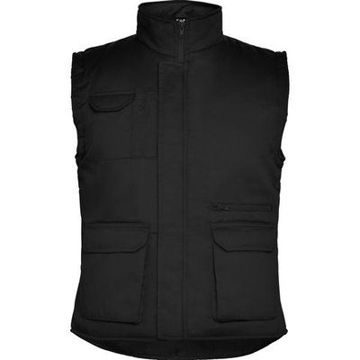 Chaleco con Cuello Alto y Bolsillos Negro 3XL