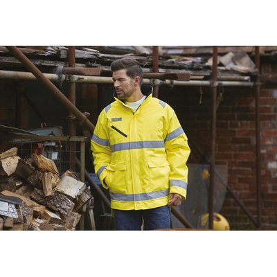 Chaqueta alta visibilidad impermeable con capucha