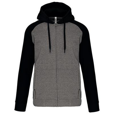 Chaqueta Bicolor con Cremallera y Capucha Grey Heather / Black M