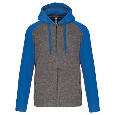 Chaqueta Bicolor con Cremallera y Capucha Grey heather/Sporty royal blue 3XL