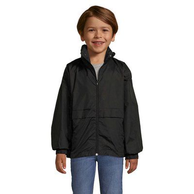 Chaqueta Cortavientos Niño Impermeable con Capucha Negro 3XL