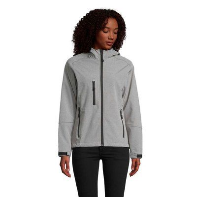 Chaqueta mujer impermeable con capucha Gris Jaspeado XXL