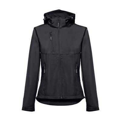 Chaqueta Softshell Mujer Capucha Extraíble Negro L