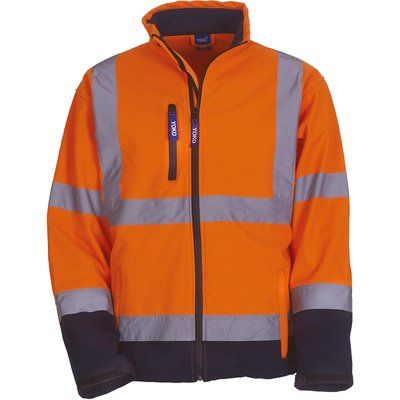 Chaqueta Softshell con Tiras reflectantes Hi Vis Orange / Navy M