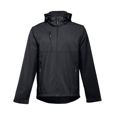 Chaqueta Softshell Unisex Capucha Extraíble Negro M